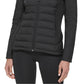 Calvin Klein Women's Hooded Mix Media Coat Black Size X-Large