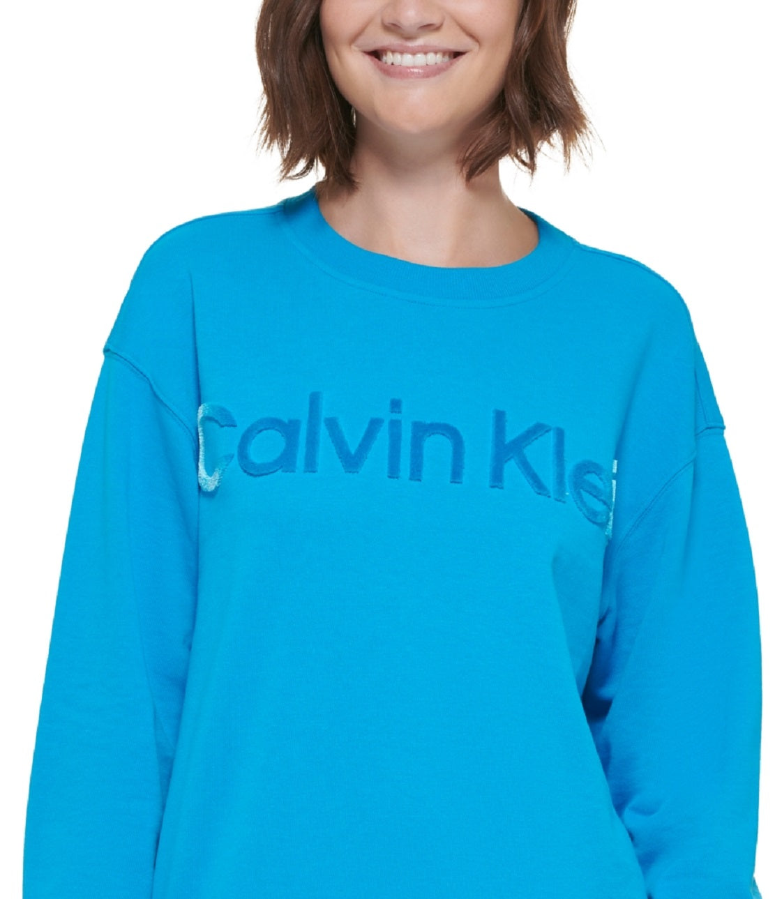 Calvin Klein Women's Embroidered Logo Pullover Sweatshirt Blue Size X-Large