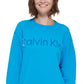 Calvin Klein Women's Embroidered Logo Pullover Sweatshirt Blue Size Large