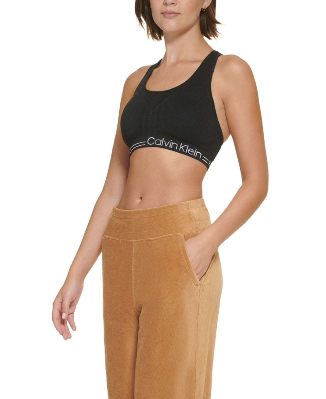 Calvin Klein Women's Wide Leg Velour Pants Brown Size Large