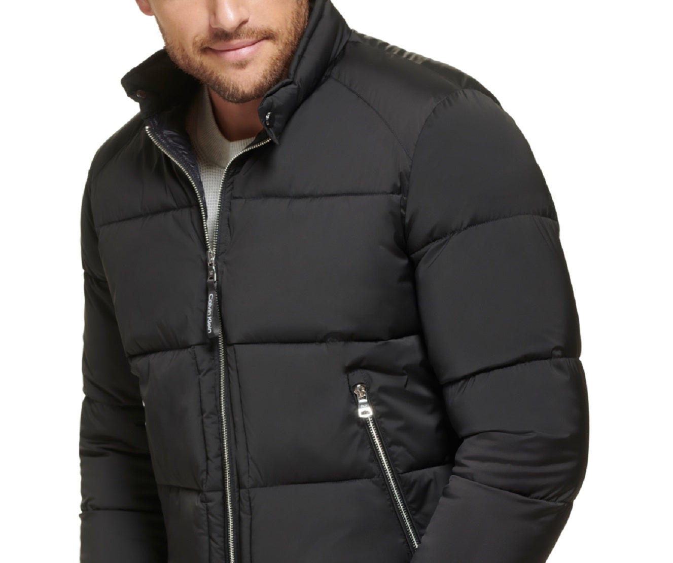 Calvin Klein Men's Stretch Medium Weight Moto Jacket Black Size Large