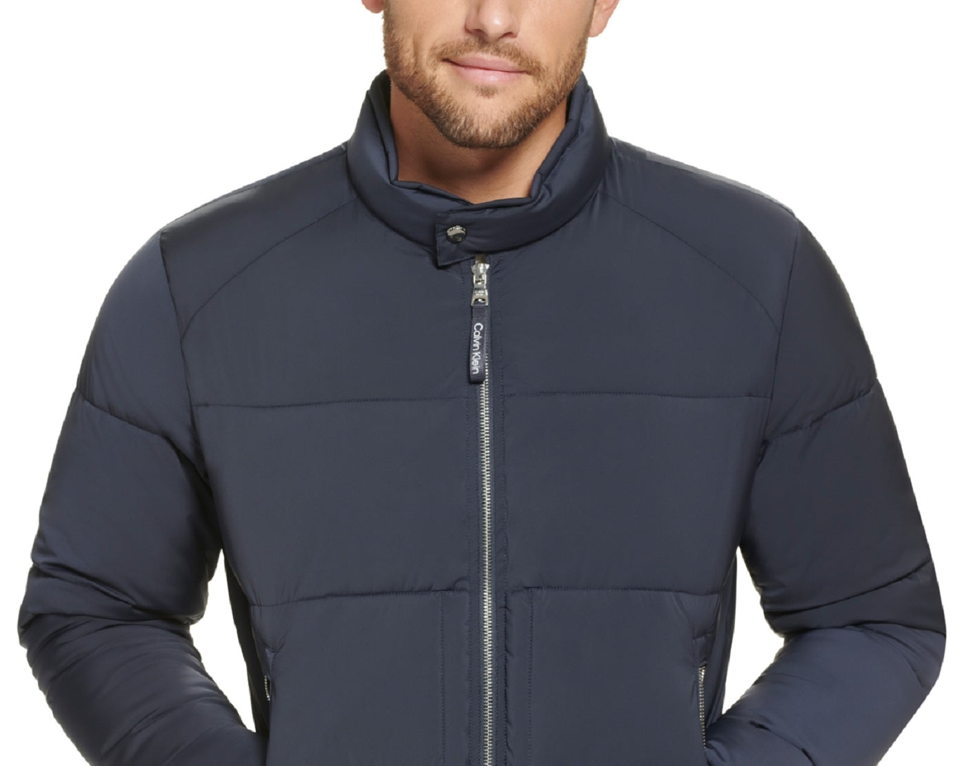 Calvin Klein Men's Stretch Medium Weight Moto Jacket Blue Size Medium