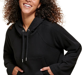 Calvin Klein Women's High Low Oversized Raglan Hoodie Black Size Large