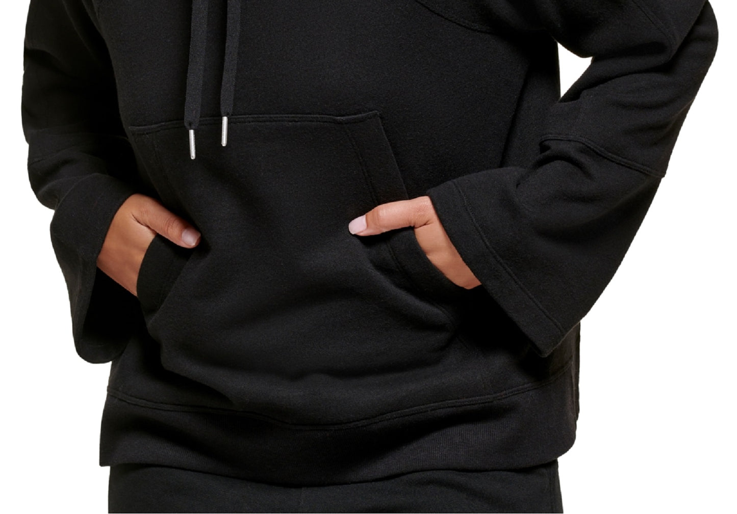 Calvin Klein Women's High Low Oversized Raglan Hoodie Black Size Large