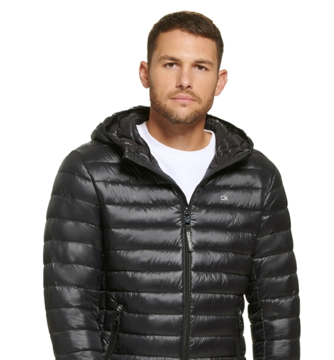 Calvin Klein Men's Hooded & Quilted Packable Jacket Black Size Small