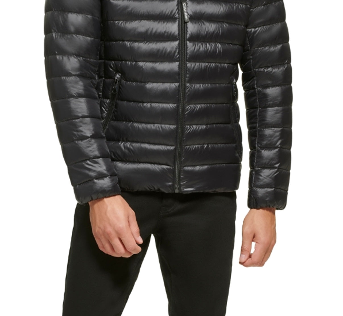 Calvin Klein Men's Hooded & Quilted Packable Jacket Black Size Small