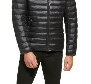 Calvin Klein Men's Hooded & Quilted Packable Jacket Black Size Small
