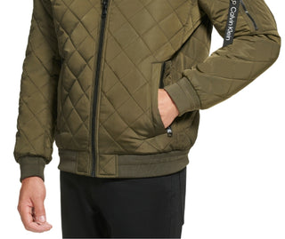 Calvin Klein Men's Quilted Baseball Jacket Green Size Large