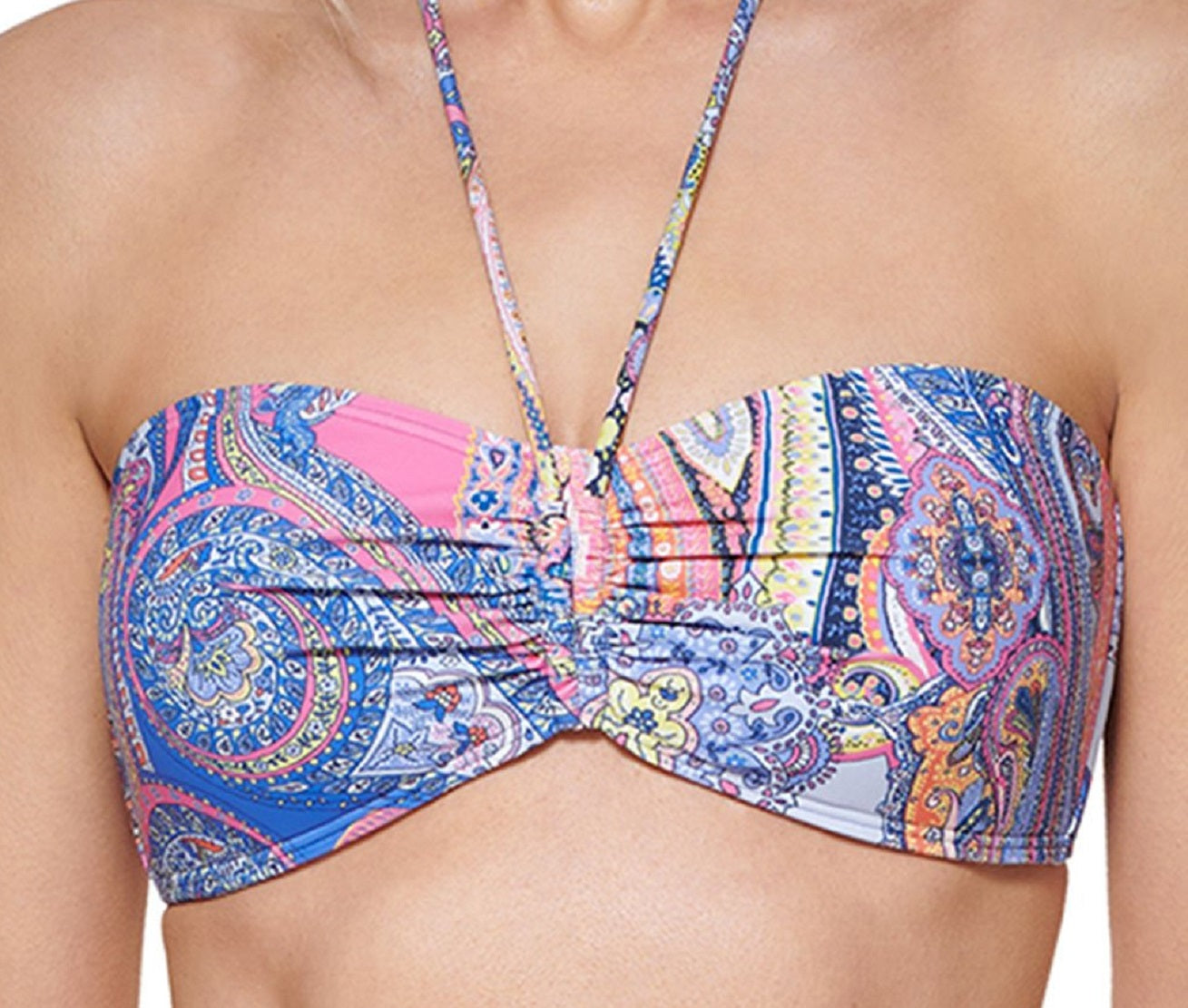 Tommy Hilfiger Women's Paisley Print Bikini Bra Top Swimsuit Blue