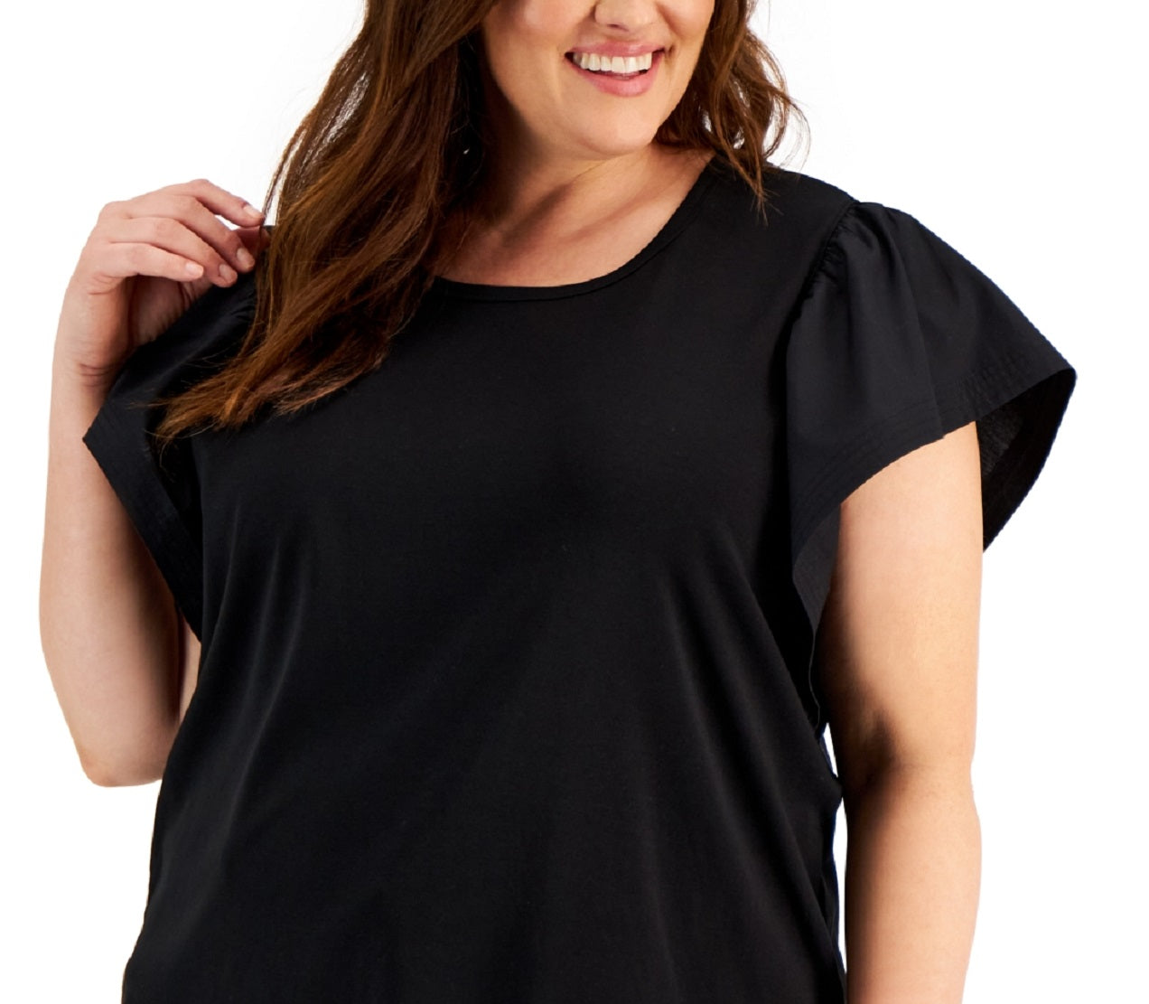 Calvin Klein Women's Flutter Sleeve Top Black Size 3X