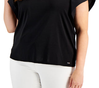 Calvin Klein Women's Flutter Sleeve Top Black Size 3X
