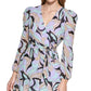 Calvin Klein Women's Printed Puff Shoulder Midi Wrap Dress Black Size 8