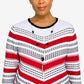 Alfred Dunner Women's Checking In Textured Chevron Asymmetrical Sweater Red Size Large