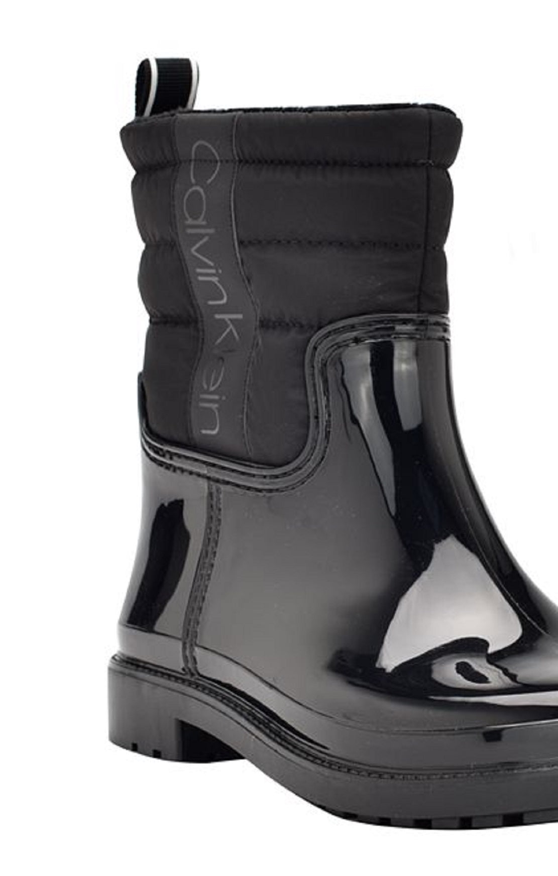 Calvin Klein Women's Pull On Lug Sole Logo Cold Weather Rain Booties Black Size 7 M