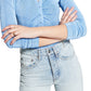 And Now This Women's Long Sleeve Polo Collar Bodysuit Blue Size Small