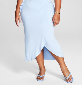 And Now This Women's Side Tie Midi Dress Blue Size 3X