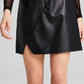 And Now This Women's Faux Leather Slit Front Mini Skirt Black Size X-Small