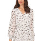 Vince Camuto Women's Printed Surplice Ruffled Dress White Size Medium