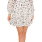 Vince Camuto Women's Printed Surplice Ruffled Dress White Size Medium