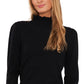 CeCe Women's Ruffle Mock Neck Sweater Black Size Medium