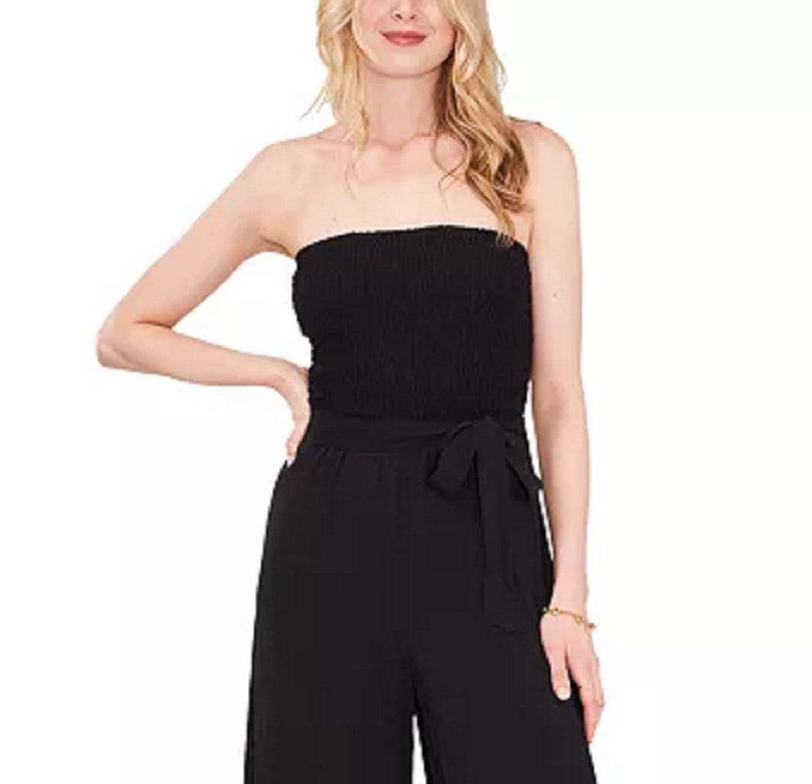 1.STATE Women's Strapless Wide Leg Jumpsuit Swimsuit Black