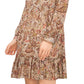 Vince Camuto Women's Long Sleeves With V Neck Dress Brown Size Medium