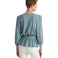 Ralph Lauren Women's Jersey Peplum Blouse Blue Size Small