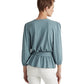 Ralph Lauren Women's Jersey Peplum Blouse Blue Size X-Large