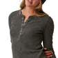Bass Outdoor Women's Warm Button Front Waffle Knit Henley Top Green