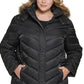 Kenneth Cole Women's Faux Fur Trim Hooded Puffer Coat Black Size 2X