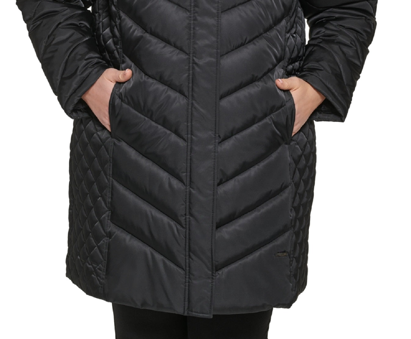 Kenneth Cole Women's Faux Fur Trim Hooded Puffer Coat Black Size 2X