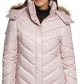 Kenneth Cole Women's Faux Fur Trim Hooded Puffer Coat Pink Size Large