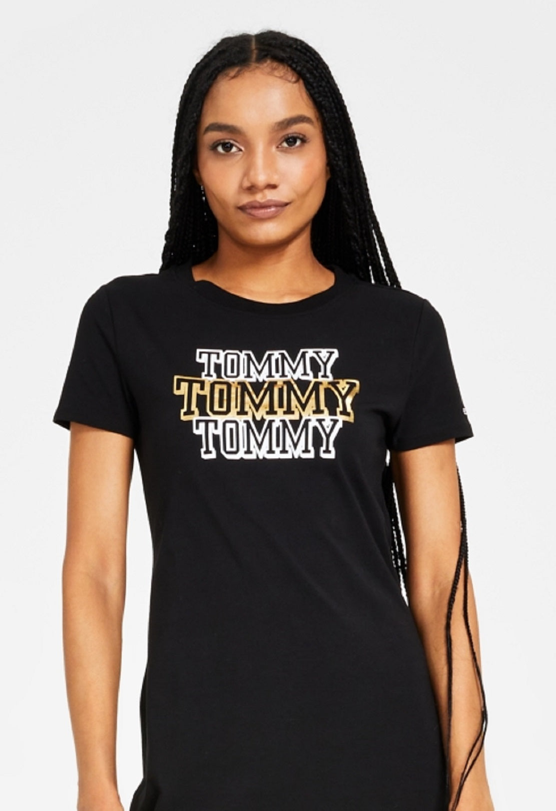 Tommy Jeans Women's Foil Logo Dress Black Size Large