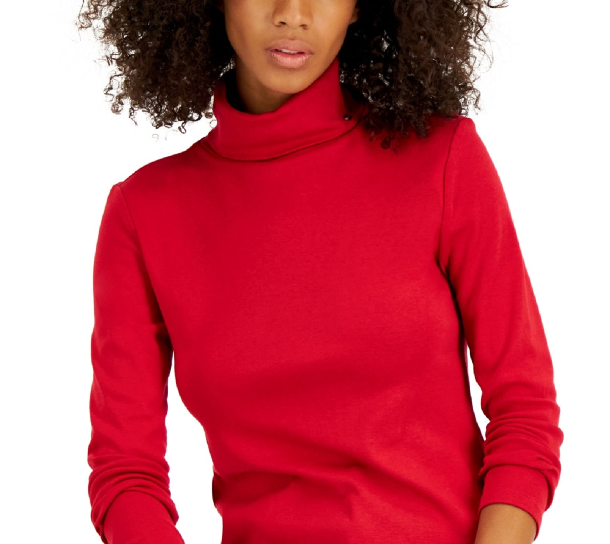 Tommy Hilfiger Women's Long Sleeve Cotton Turtleneck Top Red Size Medium