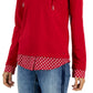 Tommy Hilfiger Women's Layered Look French Terry Hoodie Top Red Size Medium