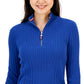 Tommy Hilfiger Women's Cotton Mock Turtleneck Cable Knit Sweater Blue Size Medium