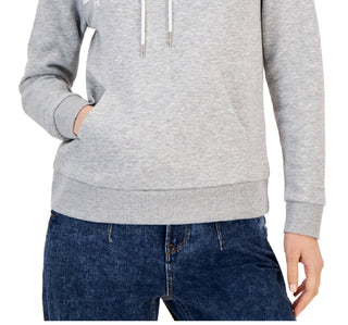 Tommy Hilfiger Women's Long Sleeve Front Pocket Logo Sweatshirt Gray Size X-Large