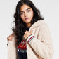 Tommy Hilfiger Women's Open Front Hooded Fleece Jacket Brown Size Large