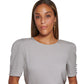 Calvin Klein Women's Scoop Neck Button Detail Blouse Gray Size Medium