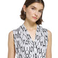 Calvin Klein Women's Printed Sleeveless V Neck Top Gray Size Medium