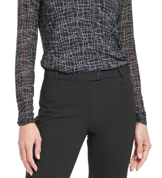 Calvin Klein Women's Long Sleeve Printed Mesh Top Black Size Medium