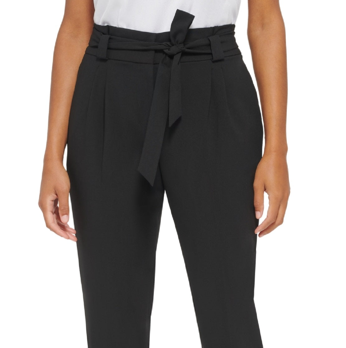 Calvin Klein Women's Lux Tie Waist Pants Black Size 16