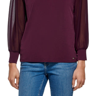 Calvin Klein Women's V Neck Chiffon Sleeve Blouse Purple Size X-Large