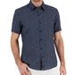 Michael Kors Men's Linen Printed Slim Fit Button Down Shirt Blue Size XX-Large