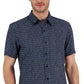 Michael Kors Men's Linen Printed Slim Fit Button Down Shirt Blue Size XX-Large