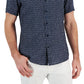 Michael Kors Men's Linen Printed Slim Fit Button Down Shirt Blue Size XX-Large
