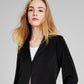 And Now This Women's Notch Collar Long Sleeve Shirt Jacket Black Size Large