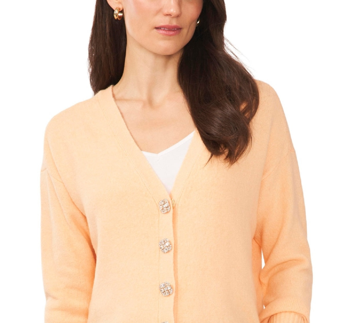 Vince Camuto Women's Button V Neck Sweater Yellow Size Small