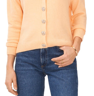 Vince Camuto Women's Button V Neck Sweater Yellow Size Small