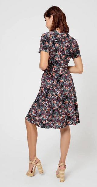 Leota Women's Perfect Wrap Cap Sleeve Dress Black